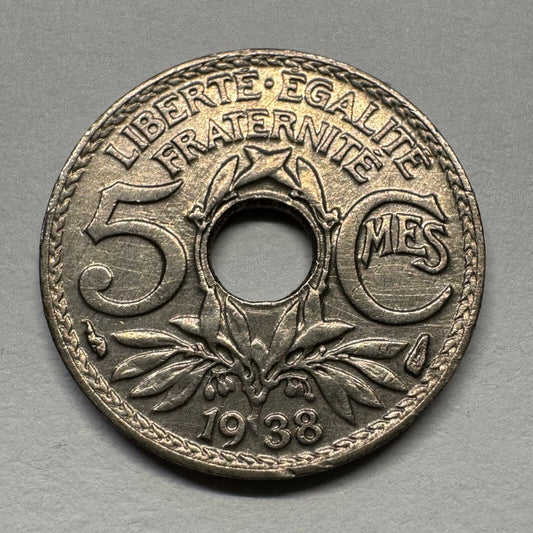 1938 France 5 Centimes - Beautiful Coin - #B-057