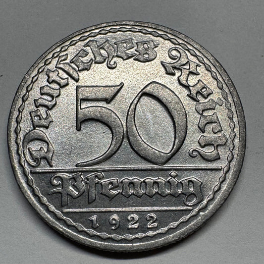 1922 Germany 50 Pfennig - Beautiful Coin - #B-041
