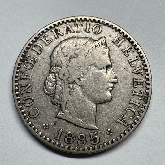 1885 Switzerland 20 Rappen - Beautiful Coin - #B-060