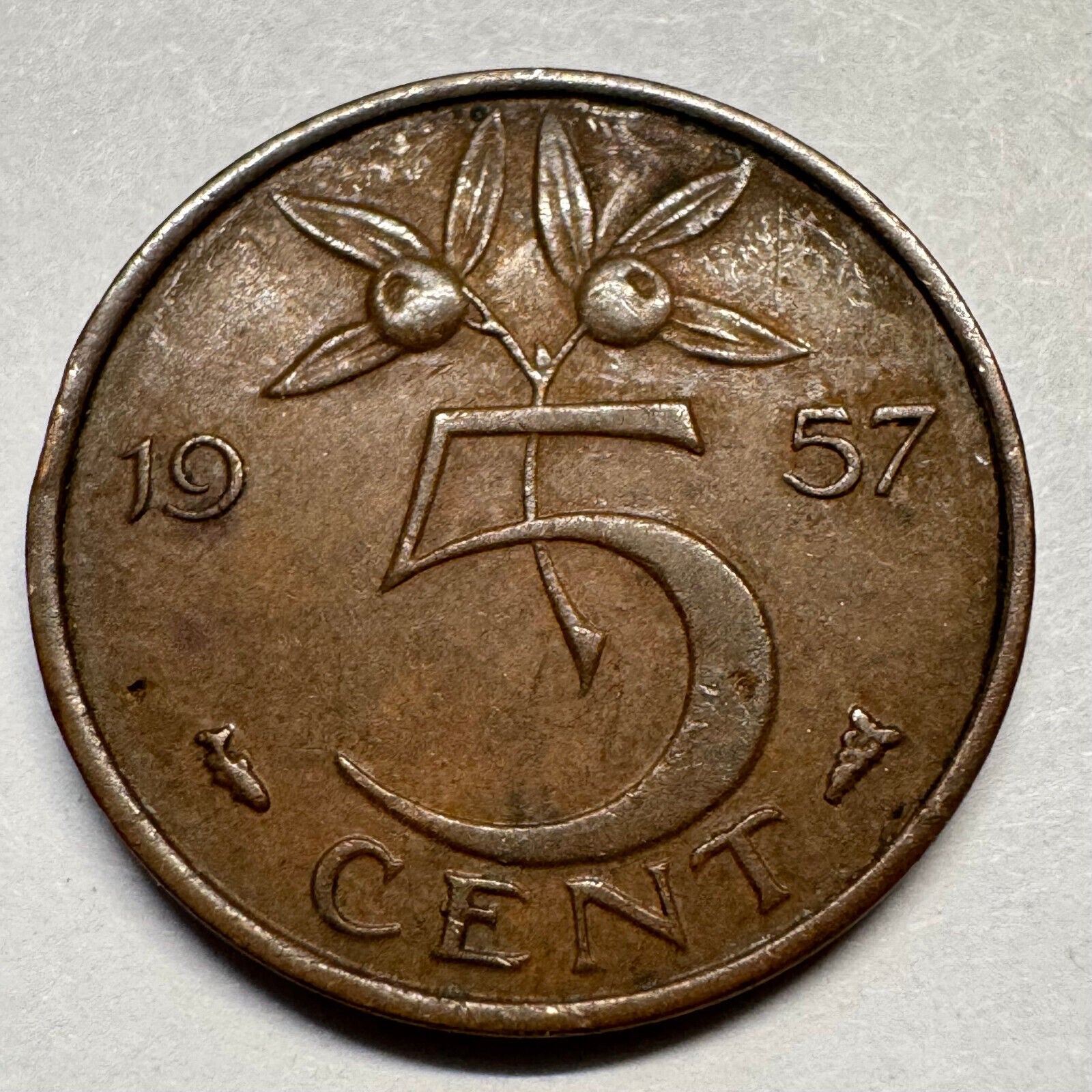 1957 Netherlands 5 Cents - Beautiful Coin - #A-085