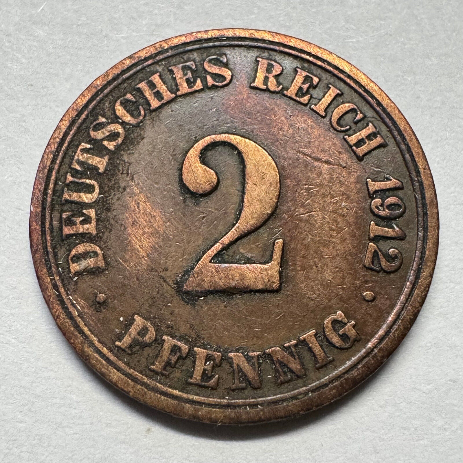 1912 Germany 2 Pfennig - Beautiful Coin - #A-091