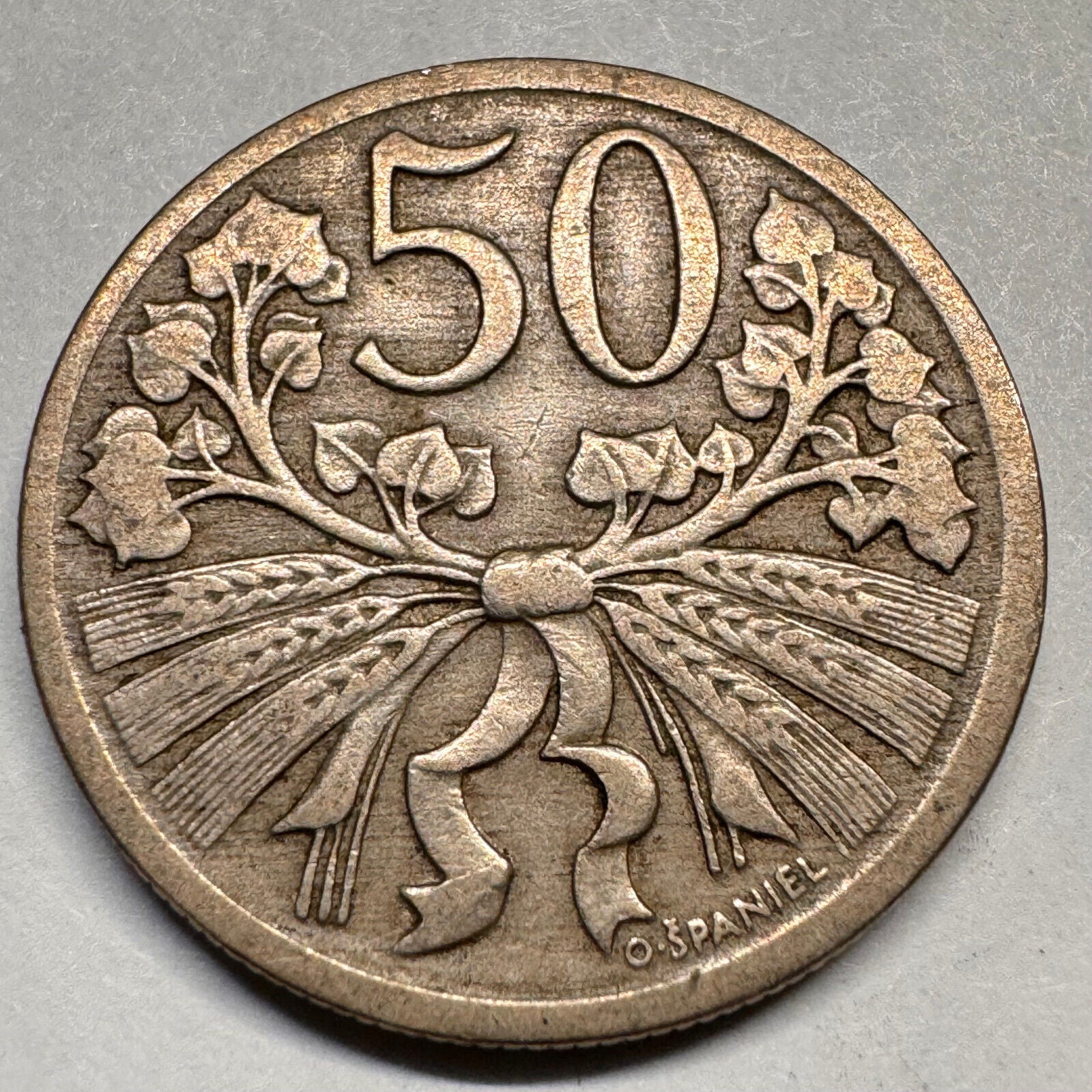 1922 Czechoslovakia 50 Haleru - Beautiful Coin - #A-057