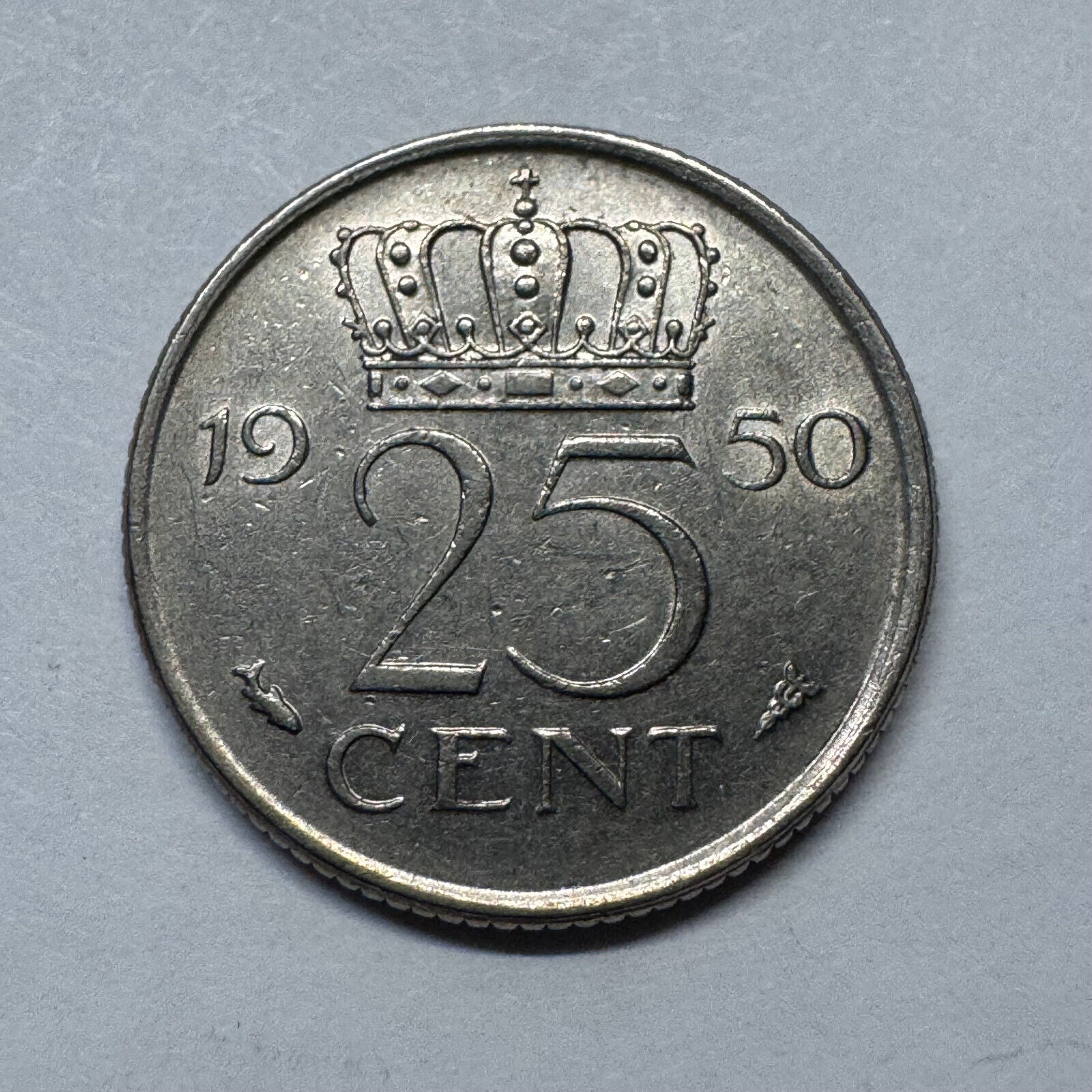 1950 Netherlands 25 Cents - Beautiful Coin - #B-025