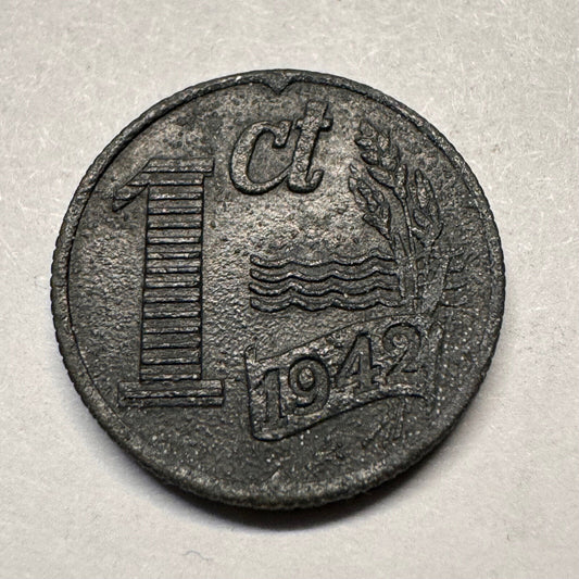 1942 Netherlands 1 Cent - German Occupation - Beautiful Coin - #A-014