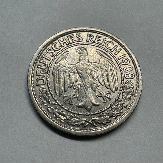 1928 Germany 50 Reichspfennig - E - Beautiful Coin - #A-010