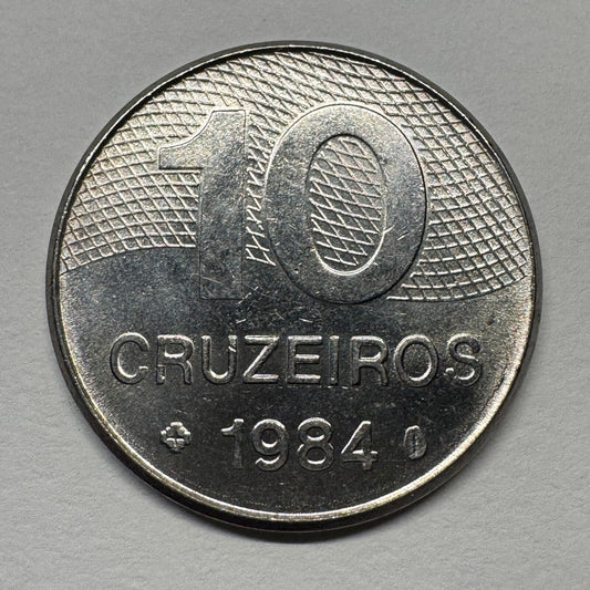 1984 Brazil 10 Cruzeiros - Beautiful Coin - Lot #B-044