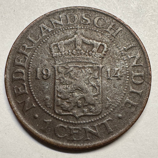 1914 Netherlands East Indies Indonesia 1 Cent - Beautiful Coin - #A-088
