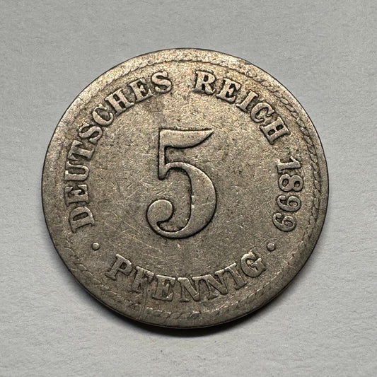 1899 Germany 5 Pfennig - Beautiful Coin - #B-042