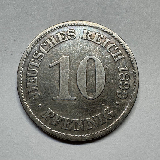 1899 Germany 10 Pfennig - Beautiful Coin - #B-019