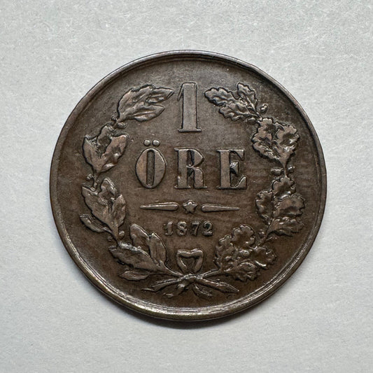 1872 Sweden 1 Ore - Beautiful Coin - #B-021