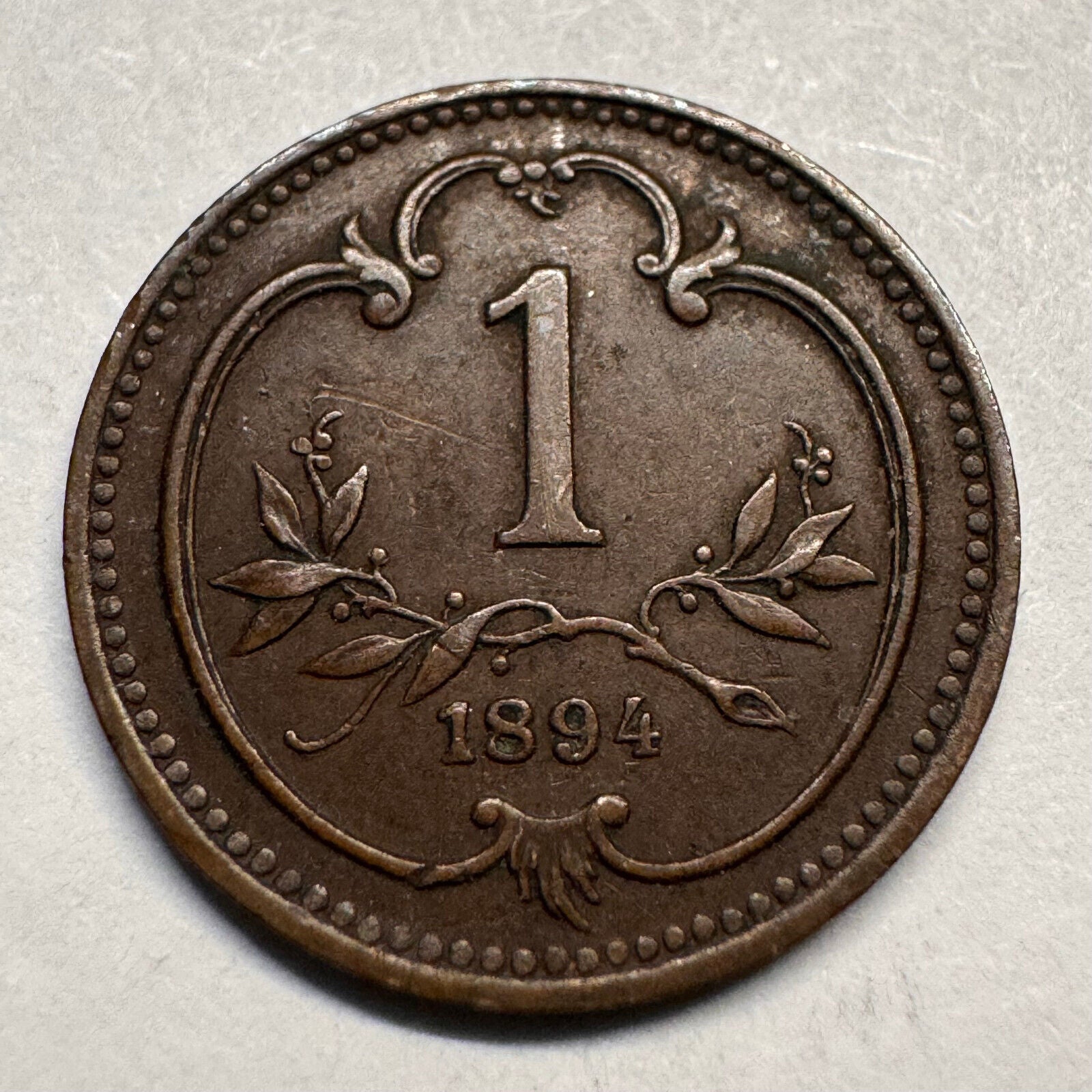 1894 Austria 1 Heller - Beautiful Coin - #A-042