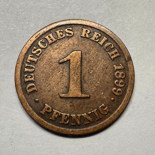 1899 Germany 1 Pfennig - Beautiful Coin - #A-090