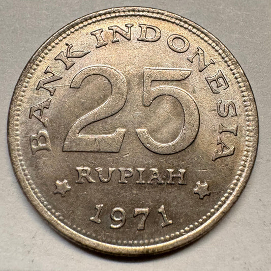 1971 Indonesia 25 Rupiah - Beautiful Coin - #A-063