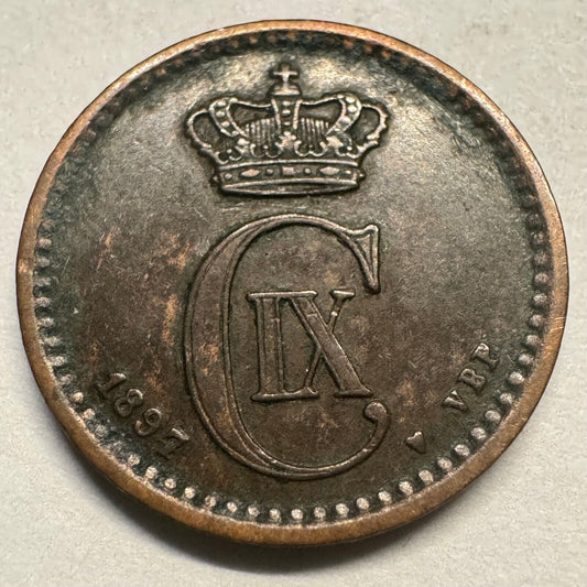 1897 Denmark 1 Ore - Beautiful Coin - #A-080