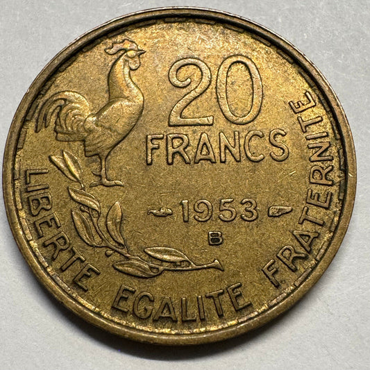 1953 France 20 Francs - Beautiful Coin - #A-079