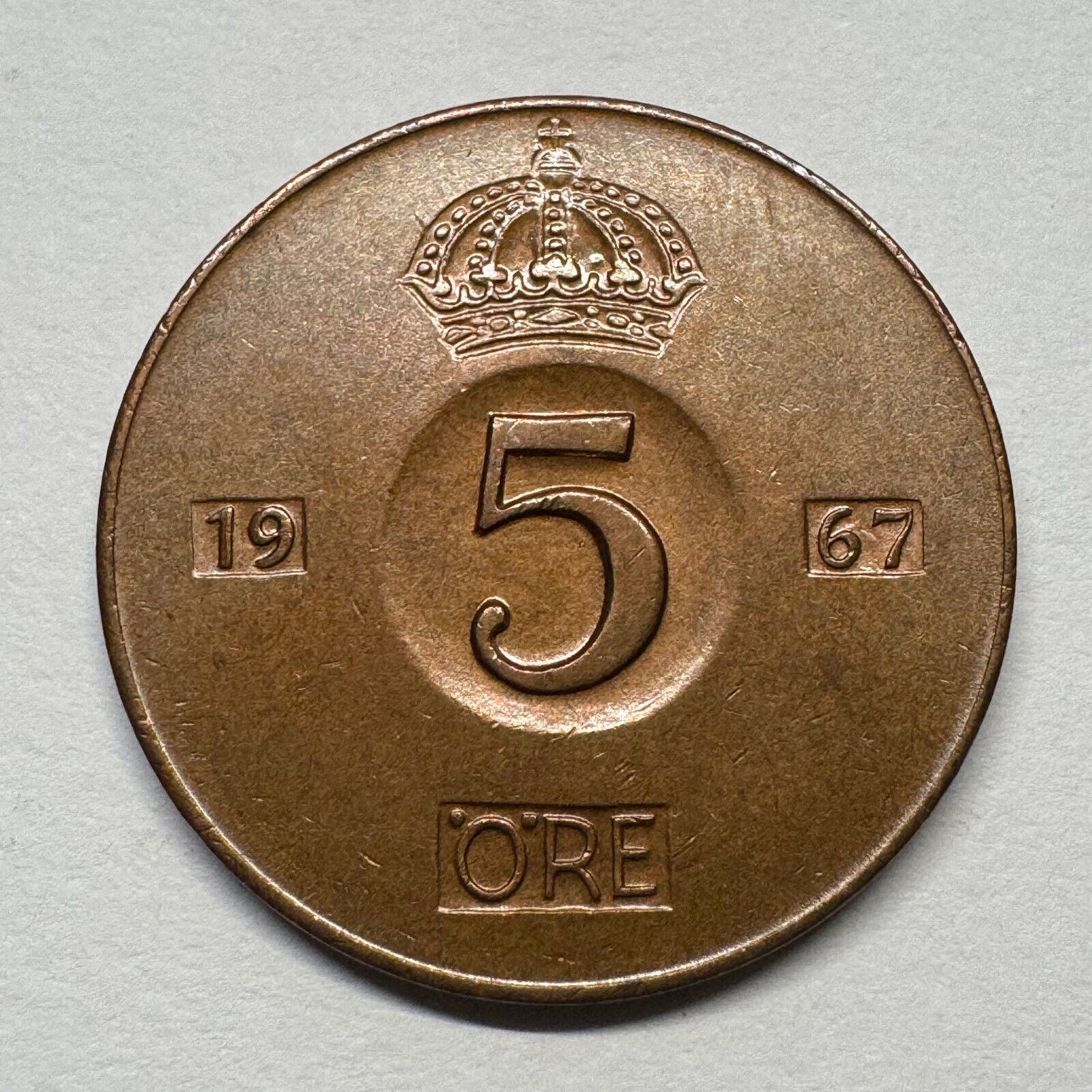 1967 Sweden 5 Ore - Beautiful Coin - #B-057