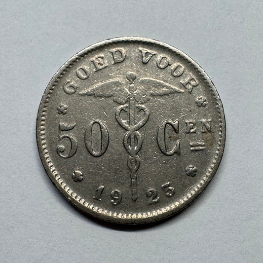 1925 Belgium 50 Centimes - Beautiful Coin - #B-048