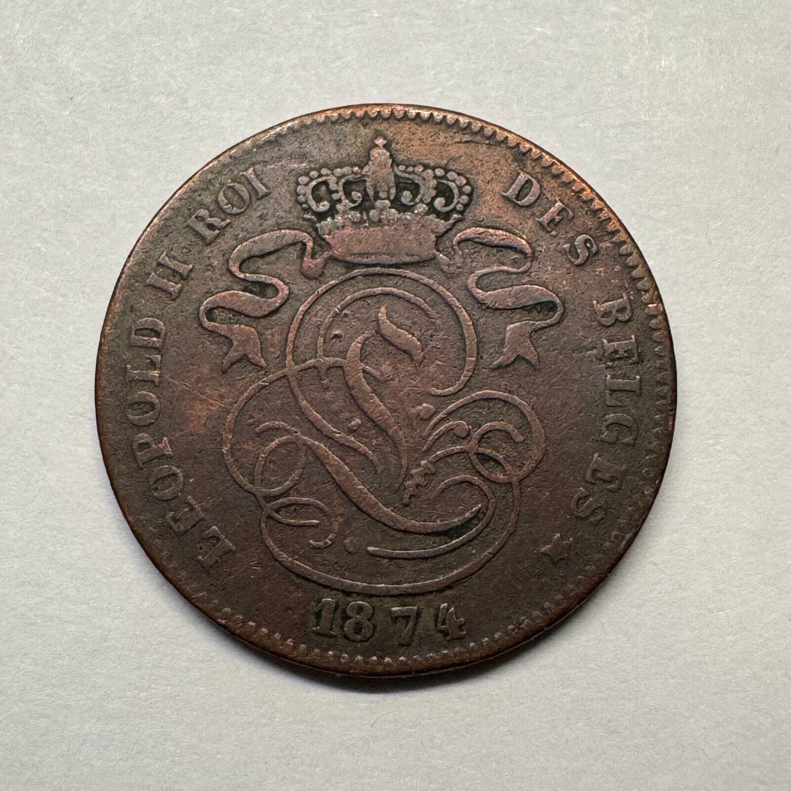 1874 Belgium 2 Centimes - Beautiful Coin - #B-030