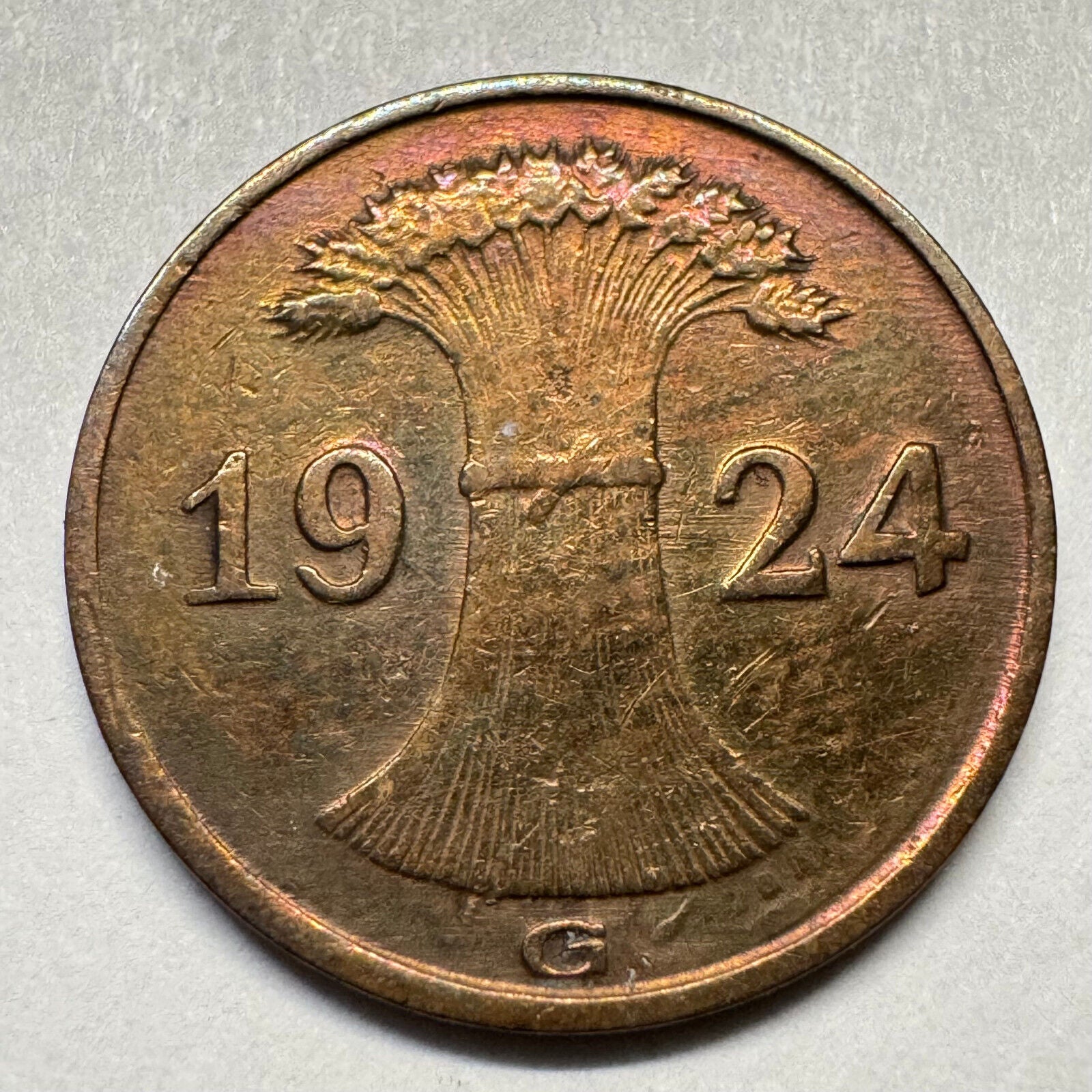 1924 Germany 1 Reichspfennig - Beautiful Coin - #A-083