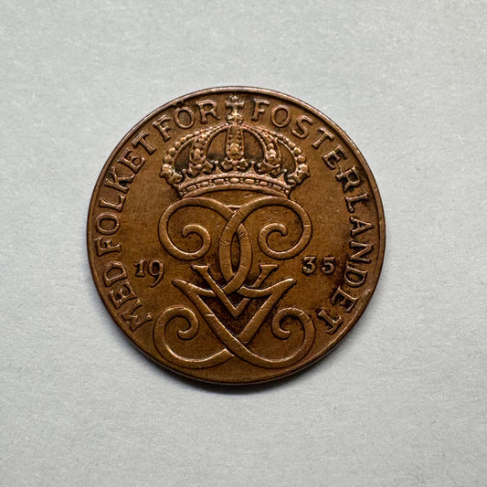 1935 Sweden 1 Ore - Beautiful Coin - #B-012