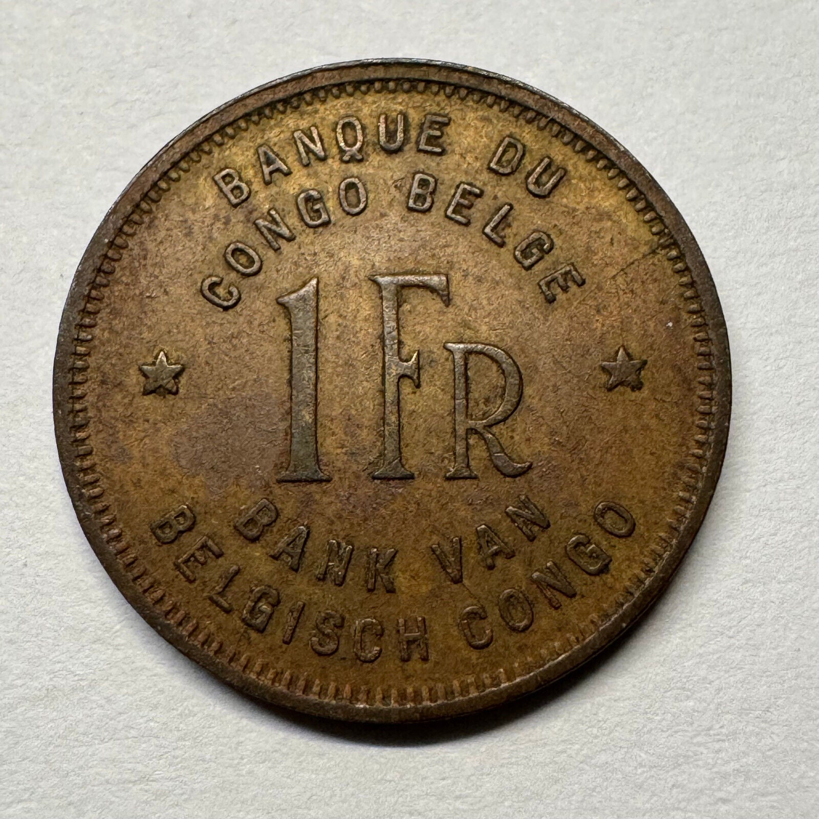 1949 Belgian Congo 1 Franc - Beautiful Coin - #B-043