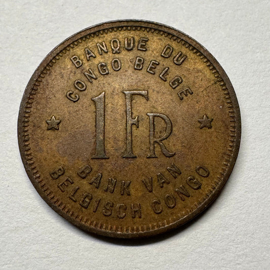 1949 Belgian Congo 1 Franc - Beautiful Coin - #B-043