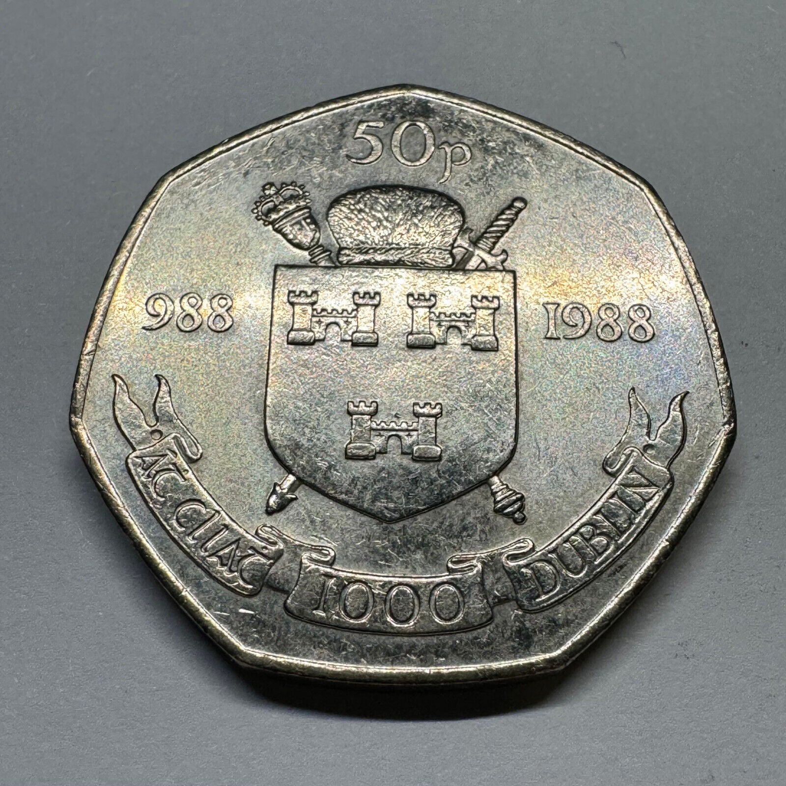 1988 Ireland 50 Pence - Dublin Millennium - Beautiful Coin - #A-011