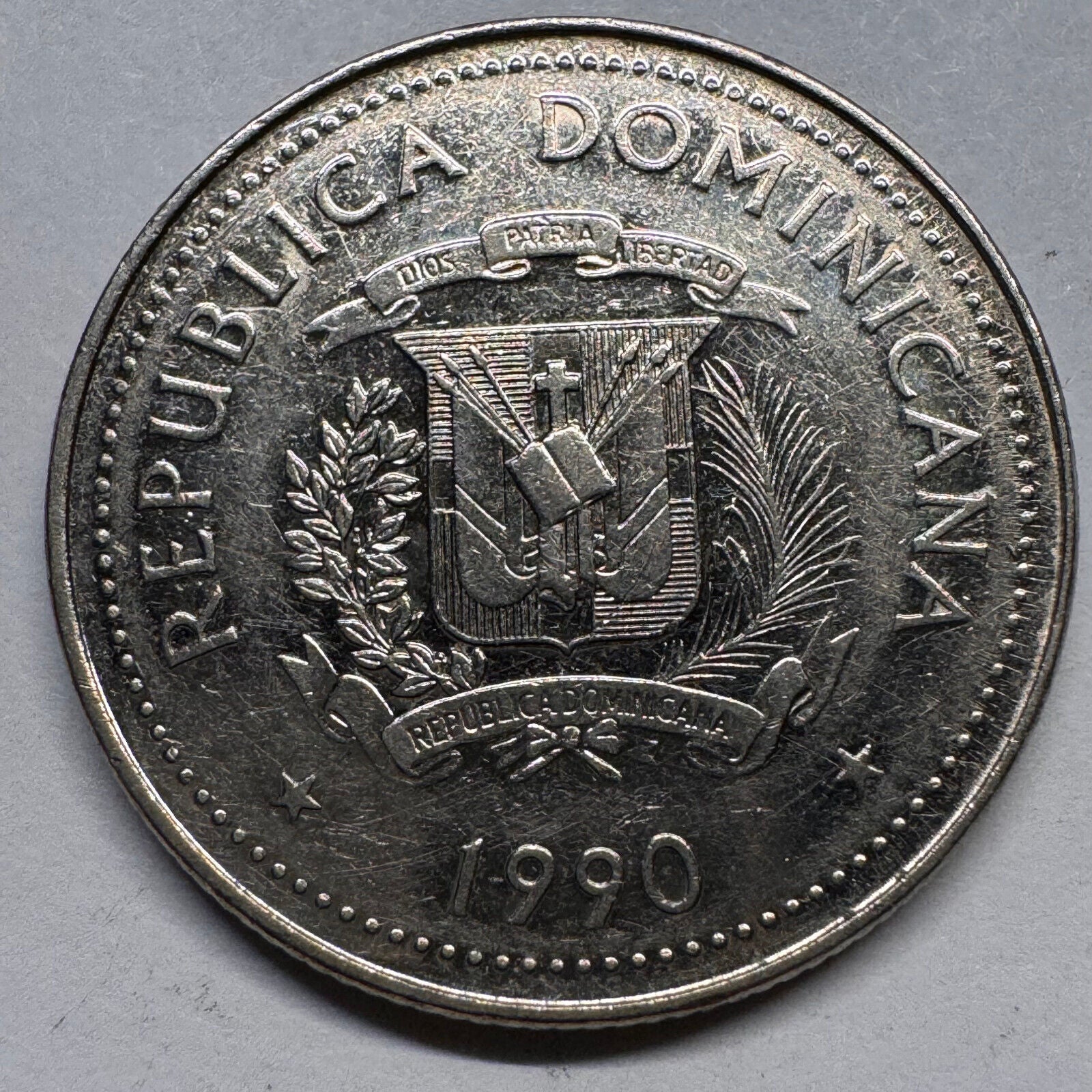 1990 Dominican Republic 25 Centavos - Beautiful Coin - #A-053