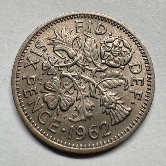 1962 UK 6 Pence - Beautiful Coin - #A-040