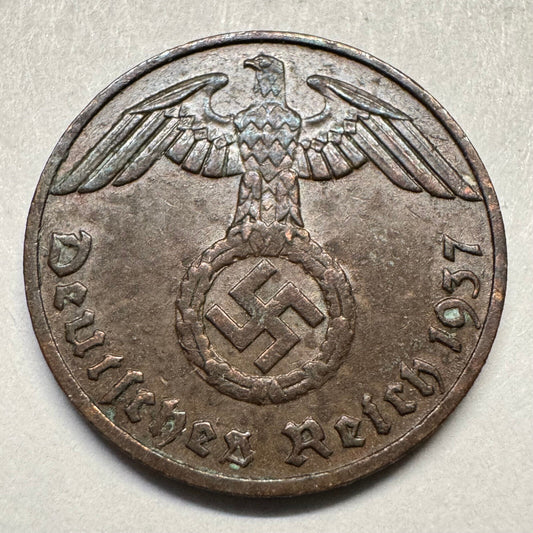 1937 Germany 1 Pfennig - Beautiful Coin - #A-083