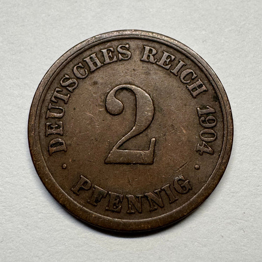 1904 Germany 2 Pfennig - Beautiful Coin - #B-059