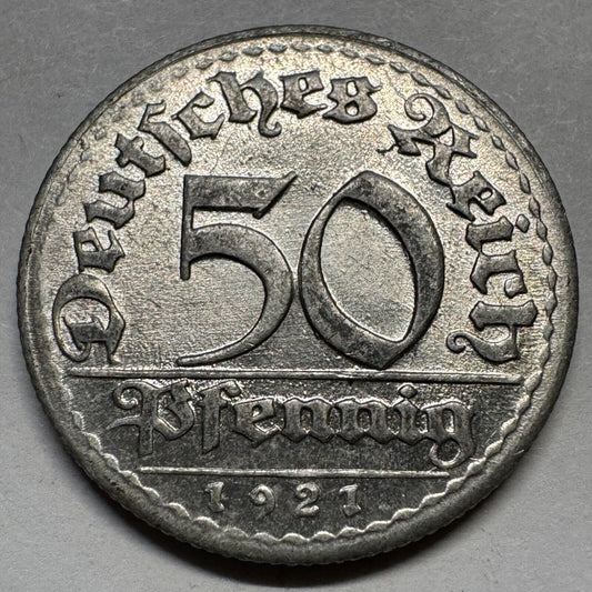 1921 Germany 50 Pfennig - Beautiful Coin - #A-085