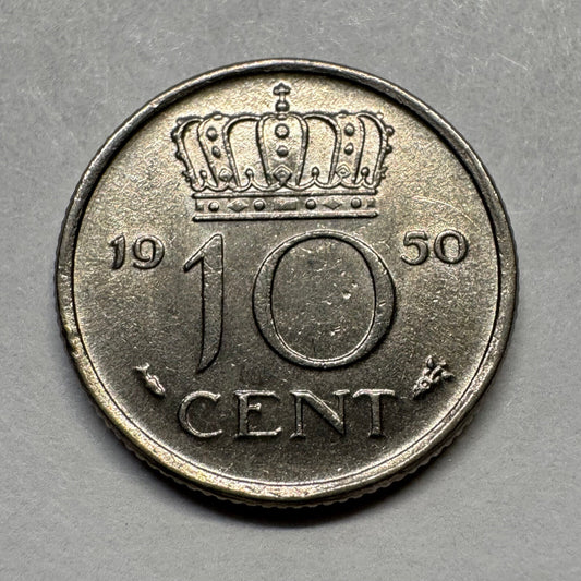 1950 Netherlands 10 Cents - Beautiful Coin - #B-032