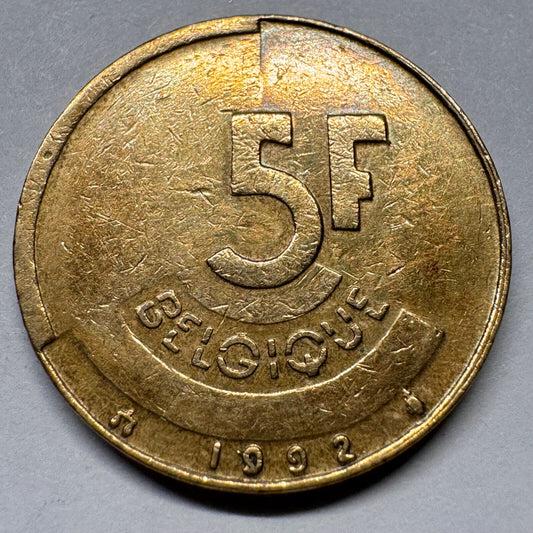 1992 Belgium 5 Francs - Beautiful Coin - #A-053