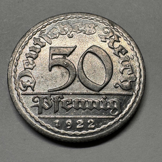 1922 Germany 50 Pfennig - Beautiful Coin - #A-014