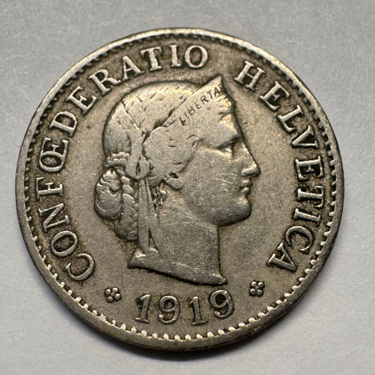 1919 Switzerland 5 Rappen - Beautiful Coin - #A-073
