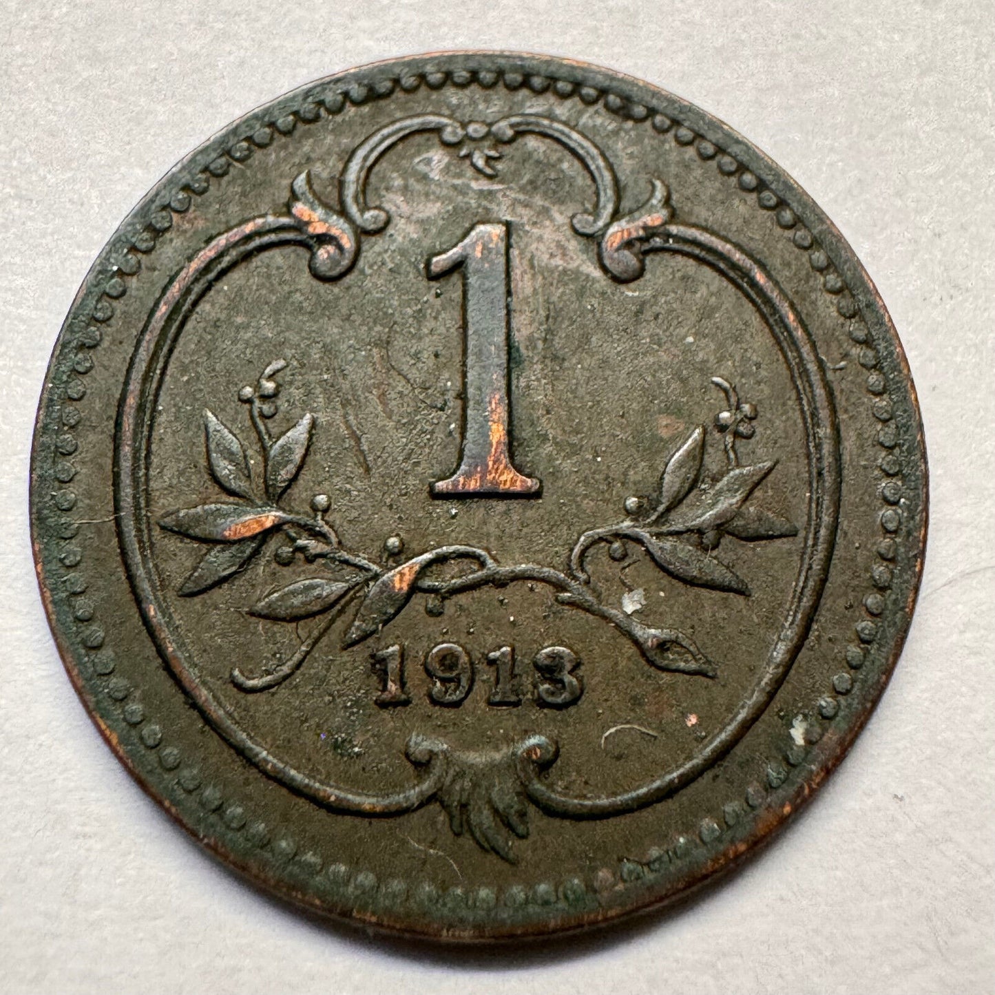 1913 Austria 1 Heller - Beautiful Coin - #A-055