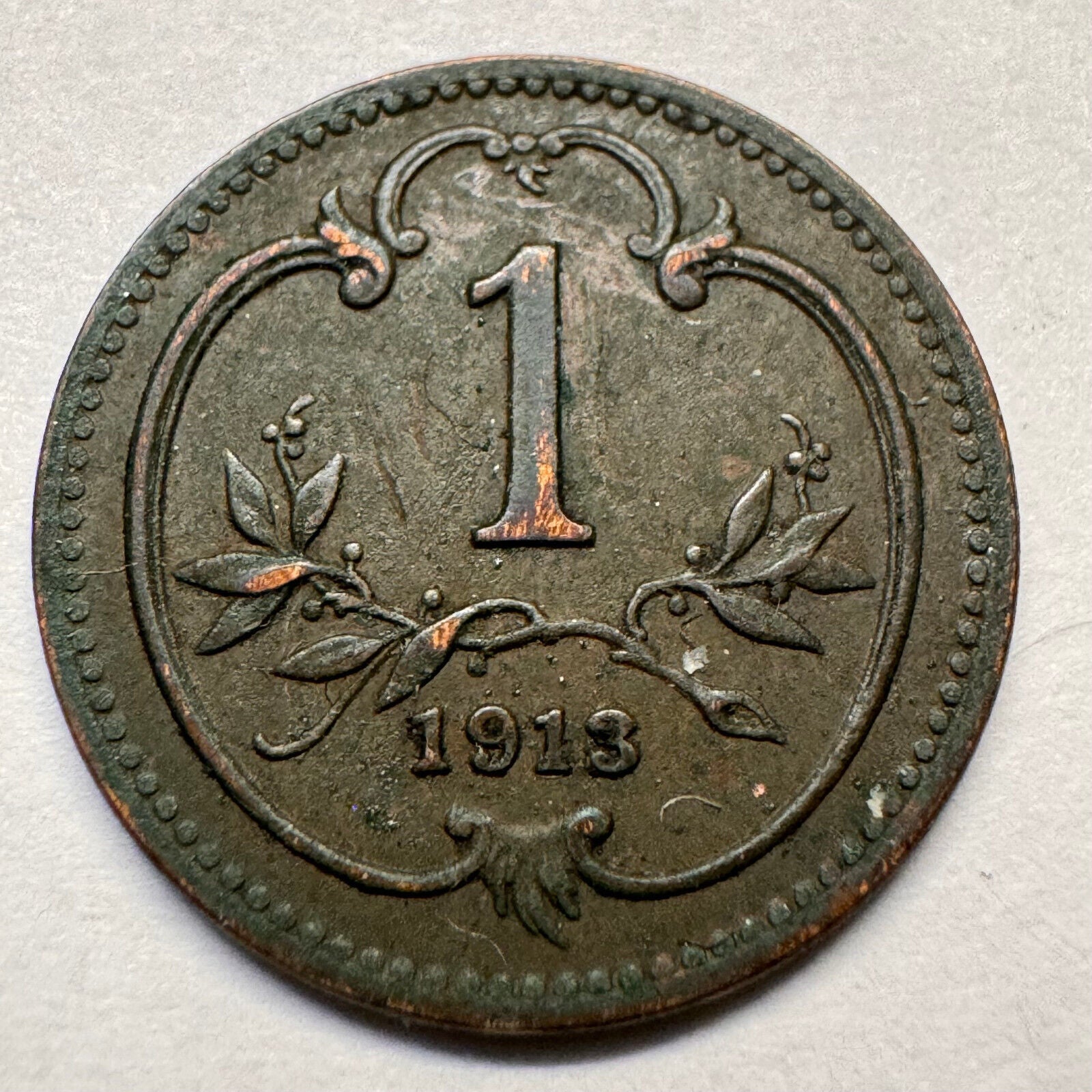 1913 Austria 1 Heller - Beautiful Coin - #A-055