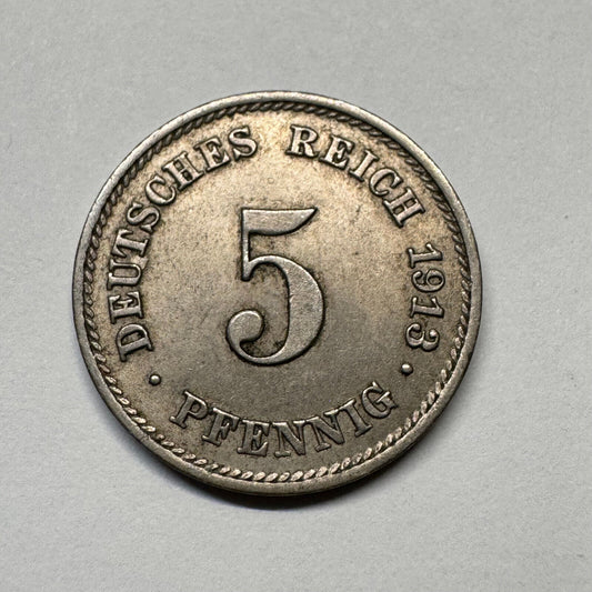 1913 Germany 5 Pfennig - Beautiful Coin - #B-051