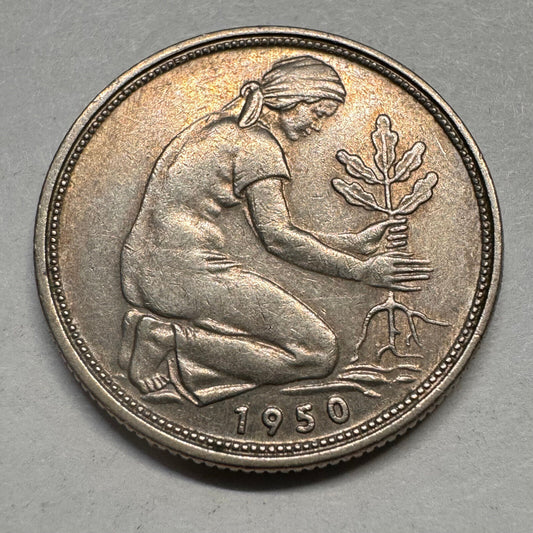 1950 Germany 50 Pfennig - F - Beautiful Coin - #A-065