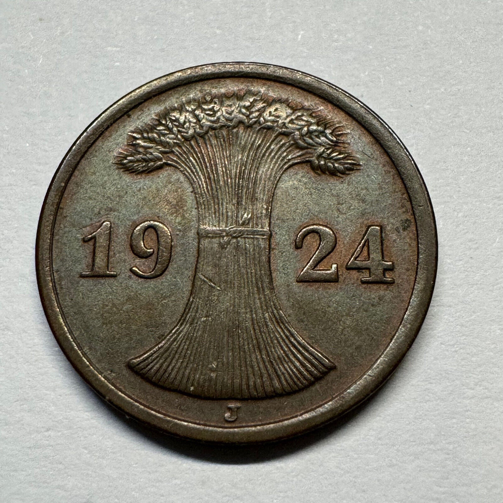 1924 Germany 2 Reichspfennig - Rare Condition - Beautiful Coin - #A-003