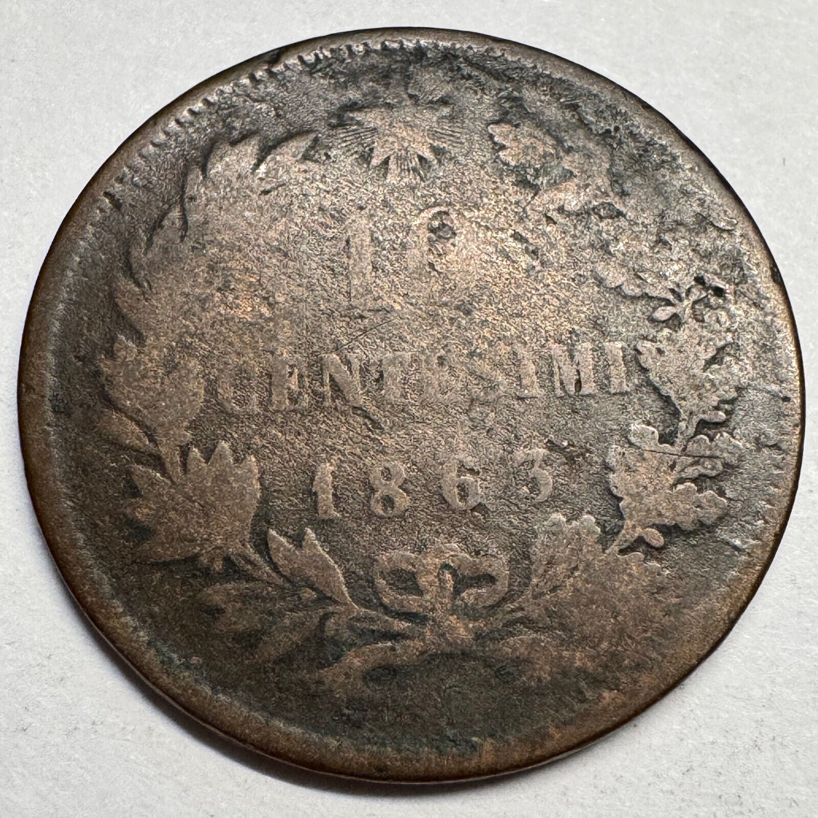 1863 Italy 10 Centesimi - Beautiful Coin - #A-076