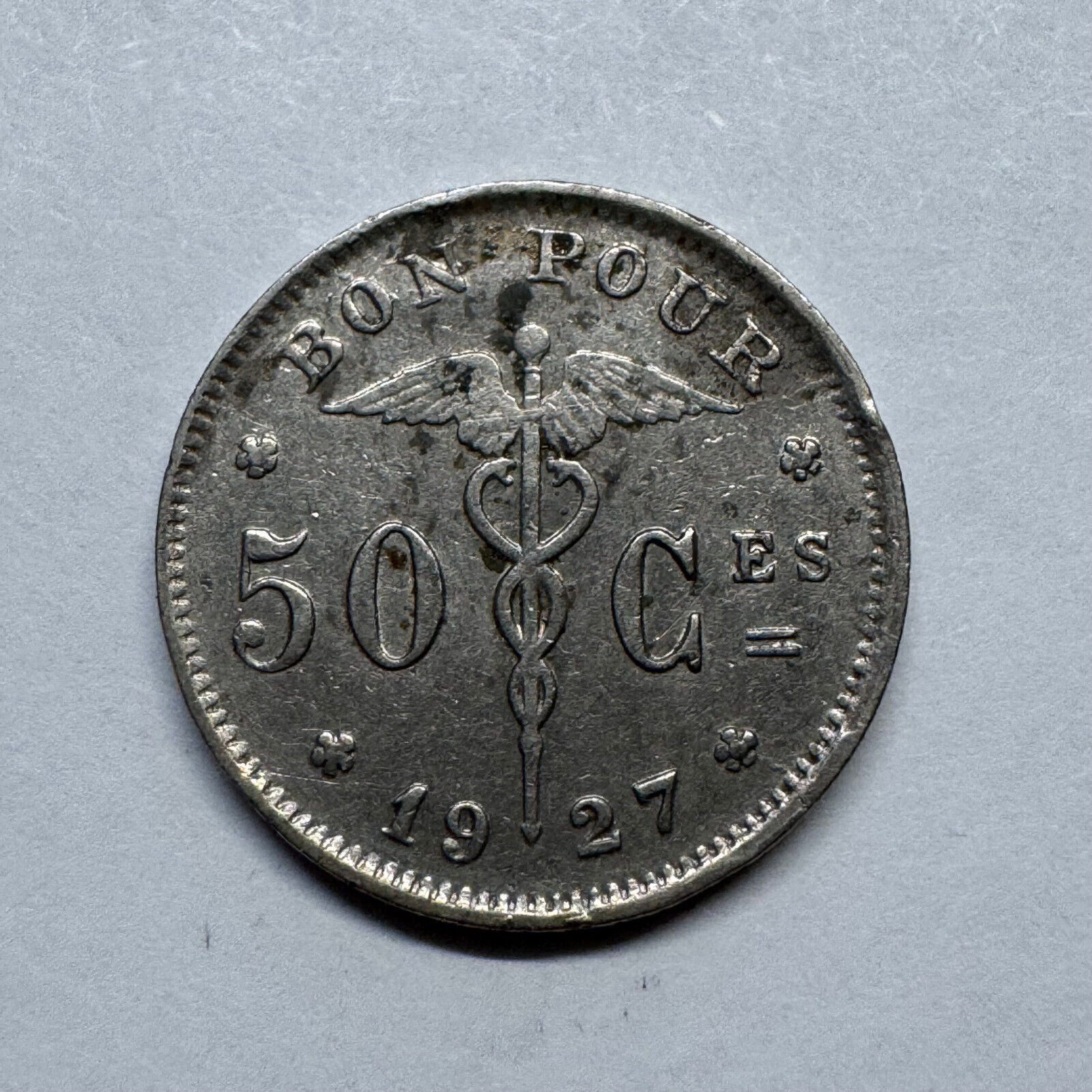 1927 Belgium 50 Centimes - Beautiful Coin - #B-017