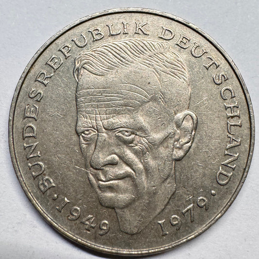 1990 Germany 2 Deutsche Mark - Kurt Schumacher - Beautiful Coin - #A-021