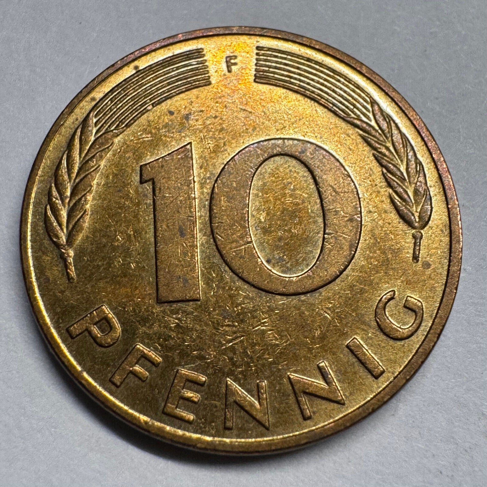 1990 Germany 10 Pfennig - F - Beautiful Coin - #A-050