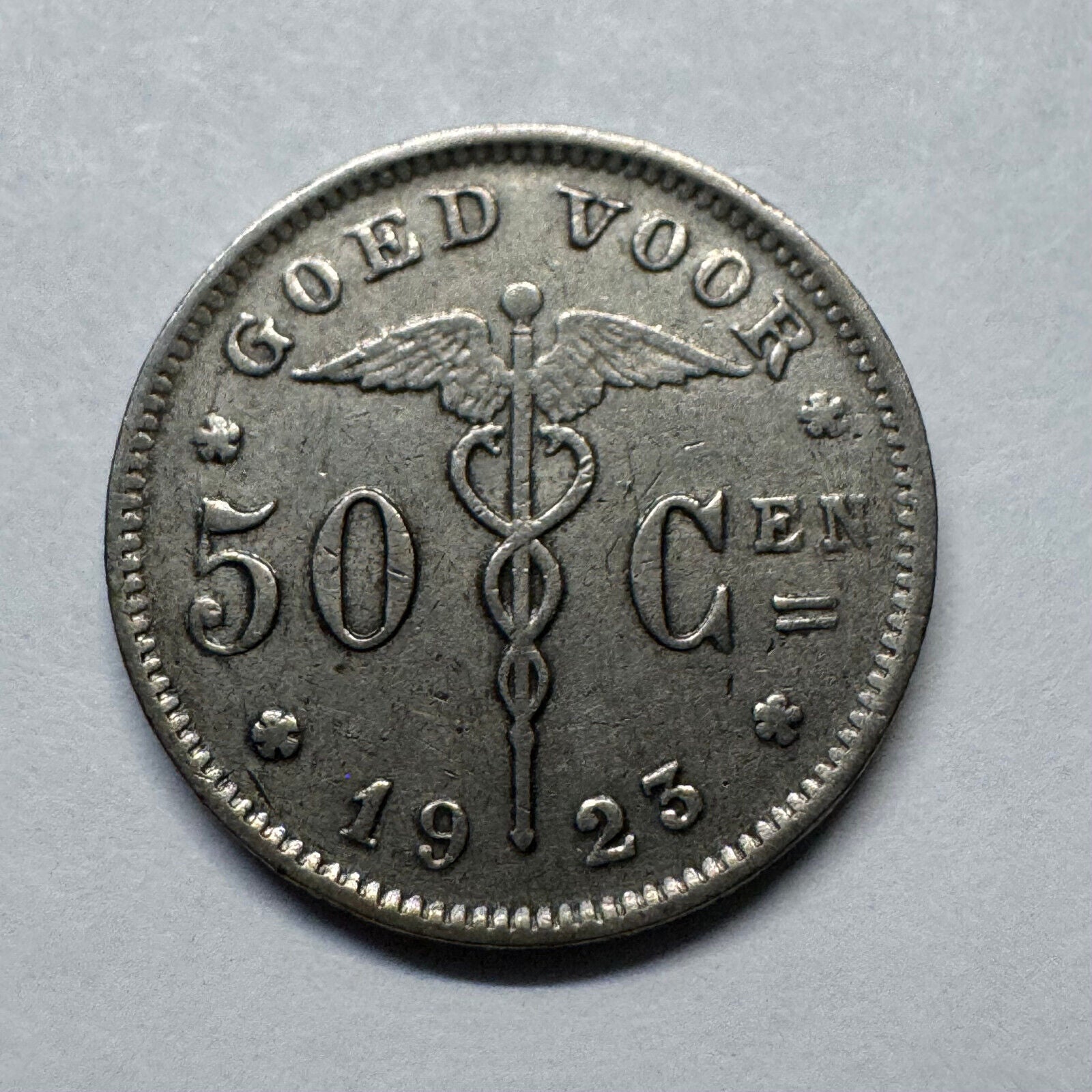 1923 Belgium 50 Centimes - Beautiful Coin - #B-024