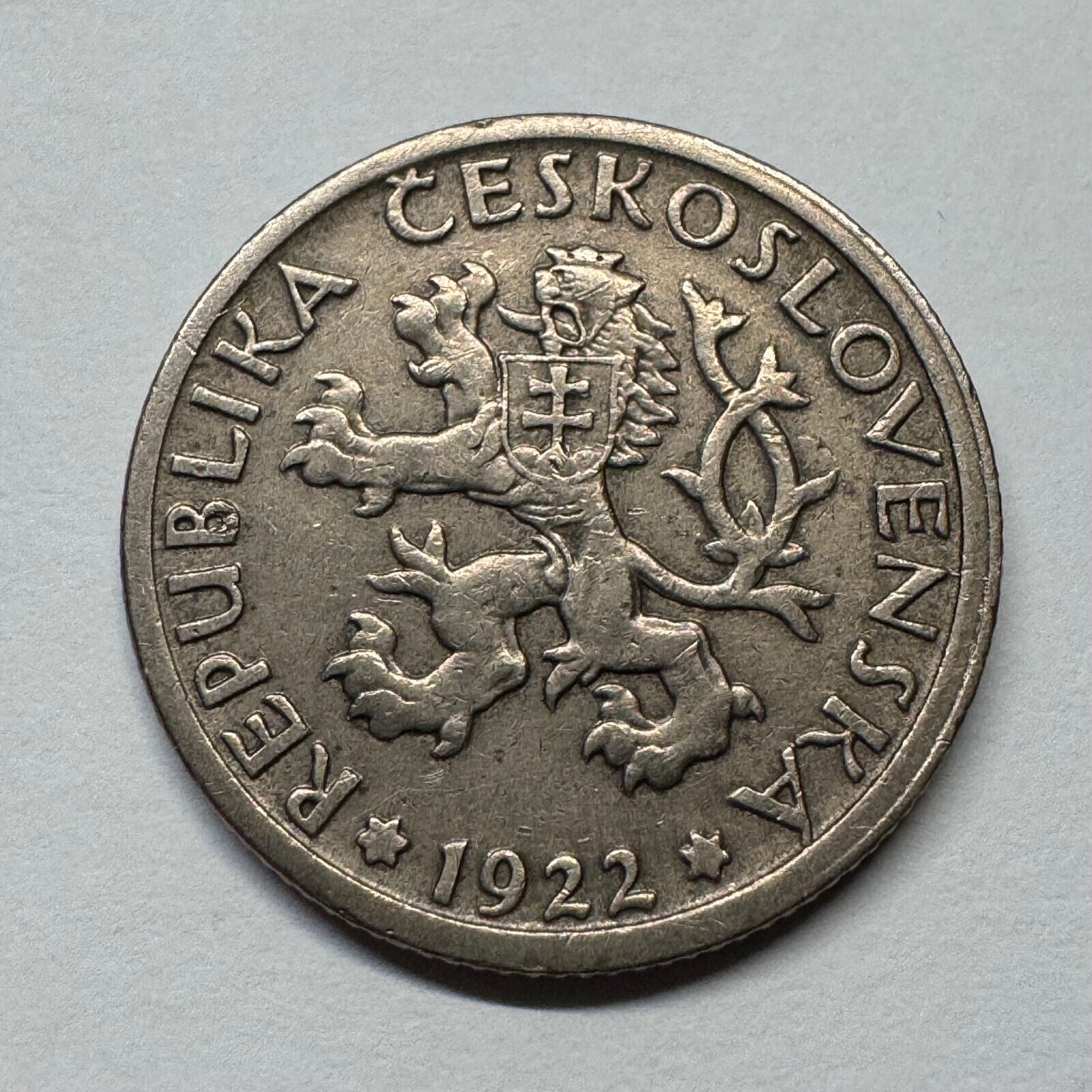 1922 Czechoslovakia 1 Koruna - Beautiful Coin - #B-059