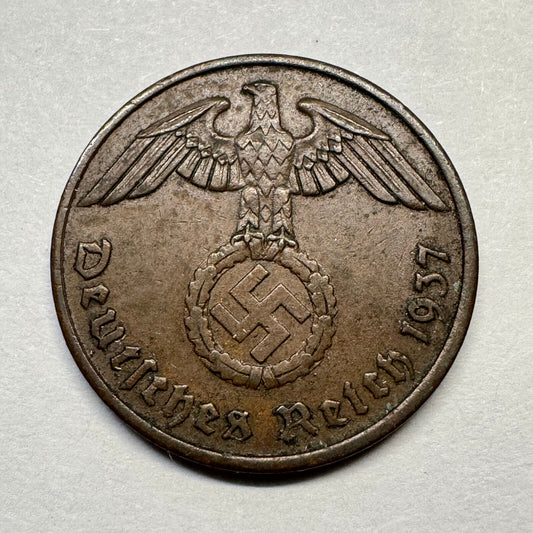 1937 Germany 2 Reichspfennig - Beautiful Coin - #B-001