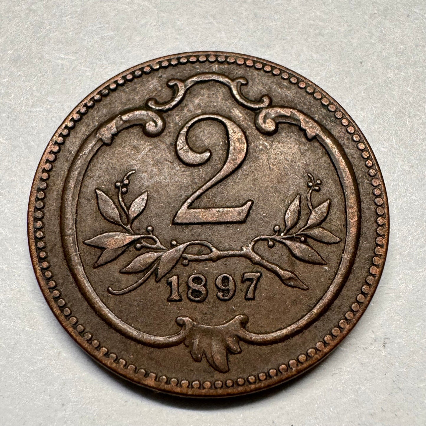1897 Austria 2 Heller - Beautiful Coin - #A-018