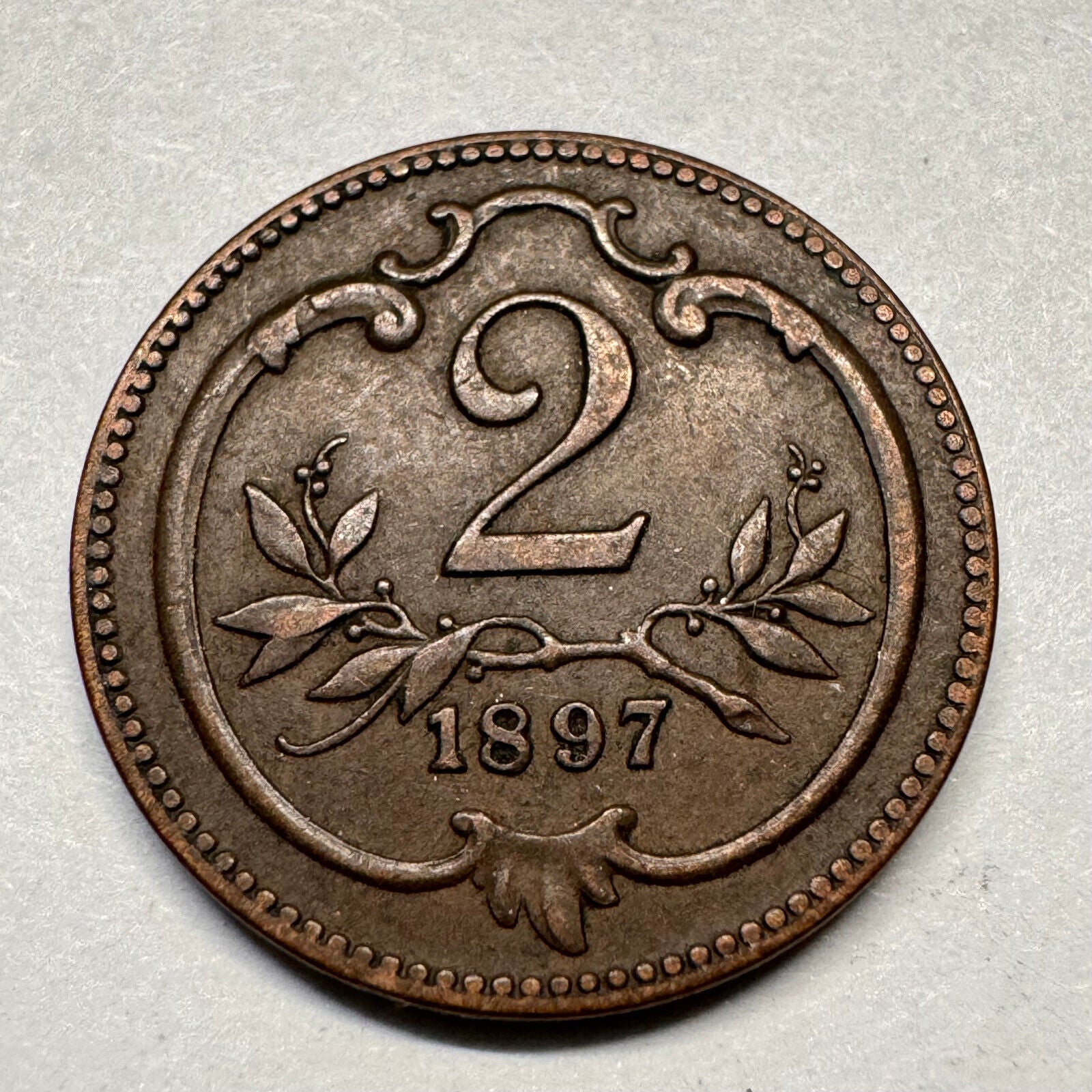 1897 Austria 2 Heller - Beautiful Coin - #A-018